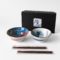 Hokusai Japanese bowl and chopstick gift set with Great Wave and Red Fuji porcelain bowls | j-okini Malta