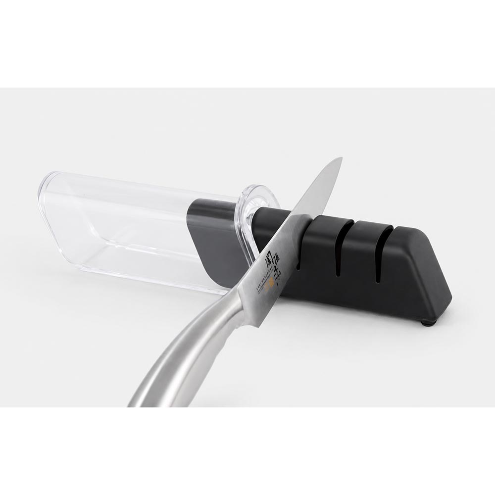 Japanese Diamond & Ceramic Knife Sharpener | Kai Seki Magoroku Kai Seki Magoroku Diamond and Ceramic 3-step knife sharpener made in Japan for sharpening kitchen knives easily