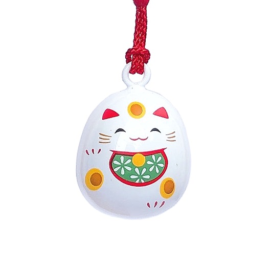 Smiling Maneki Neko Netsuke with bell charm with lucky cat and traditional gold koban coin. Malta (Europe)