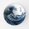 Japanese Hokusai Great Wave ramen bowl in blue and white porcelain, made in Japan