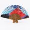 Japanese silk folding fan featuring Hokusai's Red Fuji (Aka Fuji) ukiyo-e design with bamboo ribs, 22cm. Malta Europe