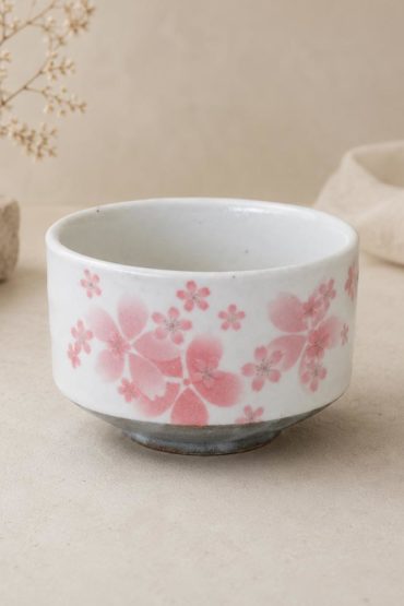 Sakura Layered Blossoms Matcha Bowl – White Mino Ware Chawan Sakura Layered Blossoms Matcha Bowl – White Mino Ware Chawan
