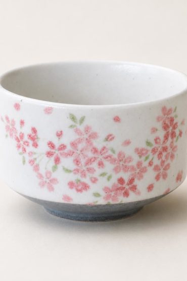 Sakura Shizuku Matcha Bowl | White Mino Ware Chawan Made in Japan