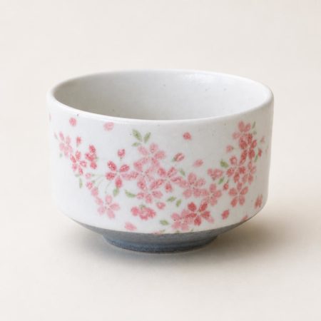 Sakura Shizuku Matcha Bowl | White Mino Ware Chawan Made in Japan