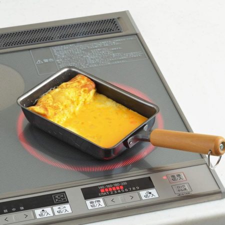 Japanese iron Tamagoyaki rectangular omelette pan with natural wood handle, made in Japan | j-okini Malta