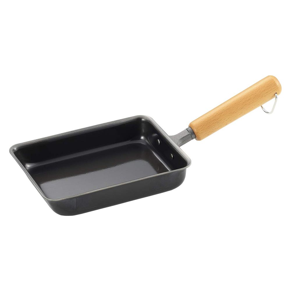 Japanese iron Tamagoyaki rectangular omelette pan with natural wood handle, made in Japan | j-okini Malta