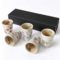 Japanese seasonal flower ceramic tea cup set with five floral cups, made in Japan