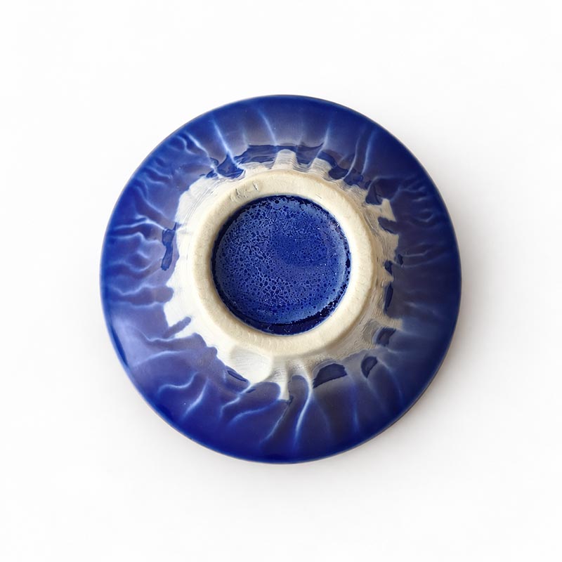 Mount Fuji Sake Cup – Blue Fuji | Porcelain in Wooden Gift Box Blue Mount Fuji porcelain sake cup with cherry blossom details inside, presented with a paulownia wooden gift box.. Available at j-okini Malta